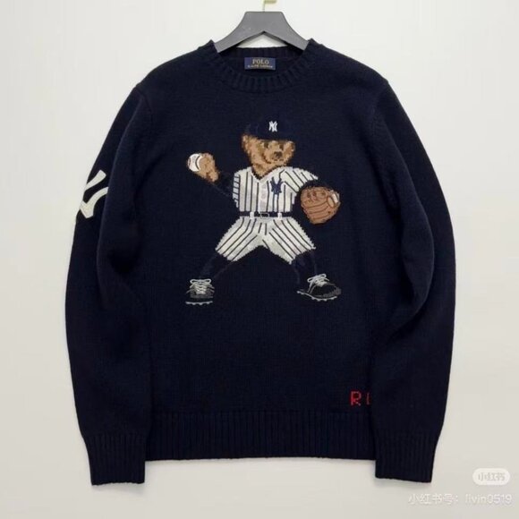Polo Ralph Lauren MLB co-branded baseball bear pattern sweater - Picture 2 of 7